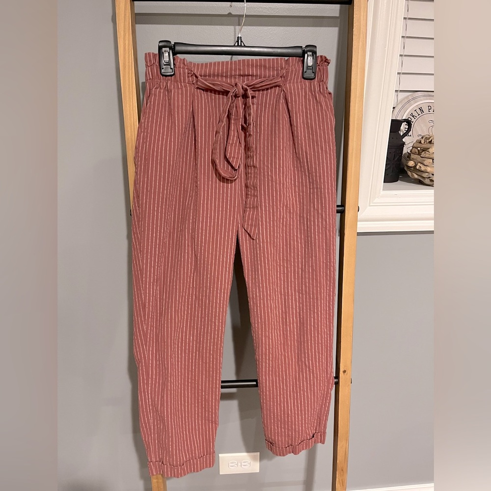Sienna Sky | Large adjustable waist trouser | pink and white | loose fit
